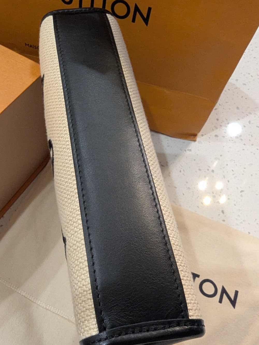 Louis Vuitton Beige & Black Monogram Canvas Chain Shoulder Bag - Picture 3 of 5